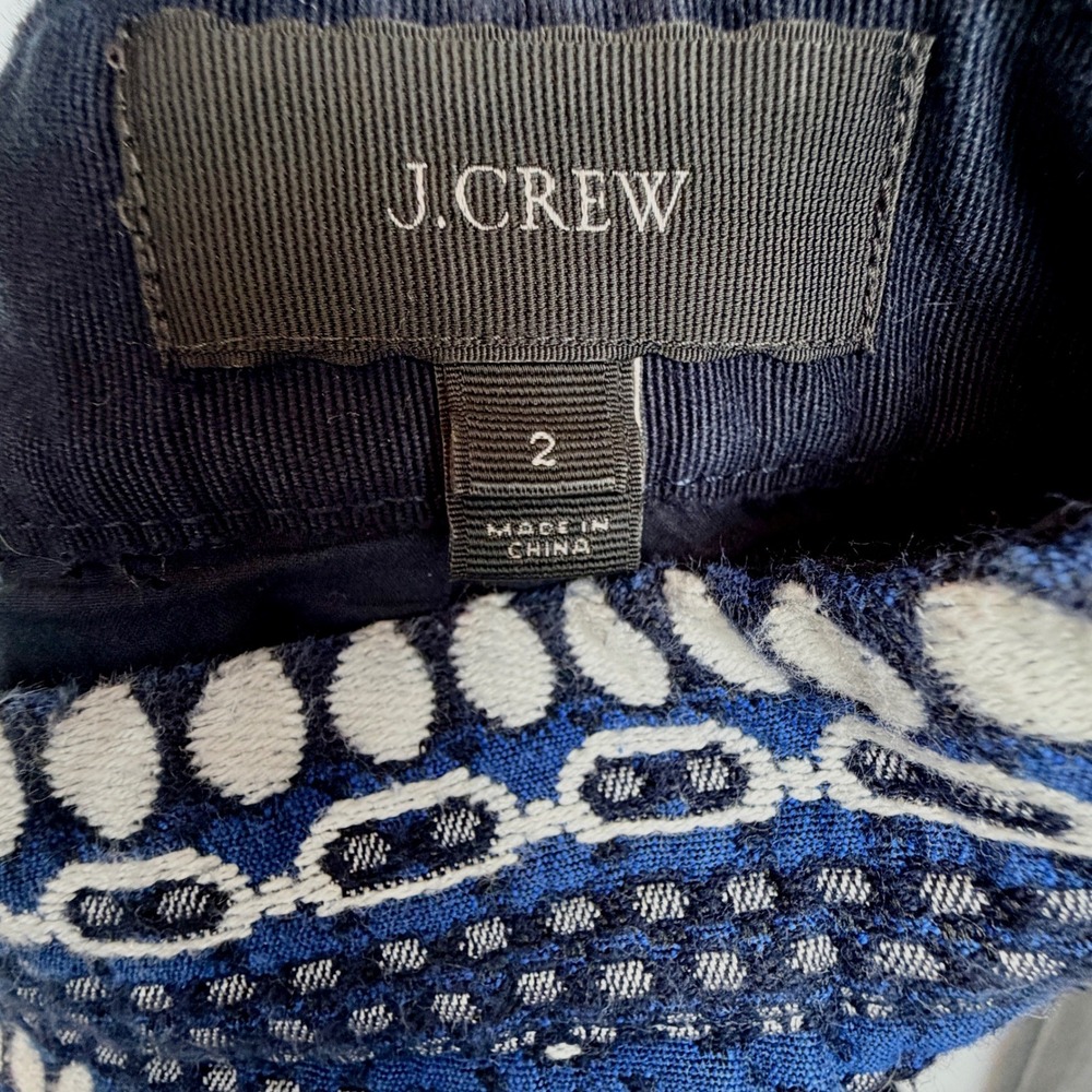 J.Crew Blue White Woven Jacquard Floral Mini Skirt Preppy Coastal Womens 2 - Picture 4 of 7